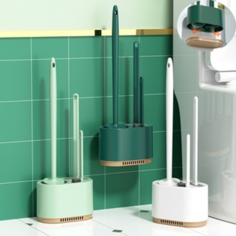 (Nâng cấp) Bàn Chải Vệ Sinh Toilet Bộ 3 cọ bồn cầu silicon mẫu mới 2022 Có Tay Cầm Dài Tiện Dụng