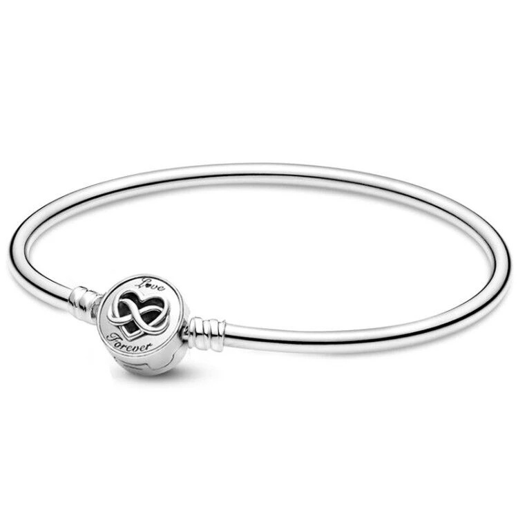 Pandora Vòng Tay Mạ Bạc 925 Đính Hạt Hình Hoa Tuyết Khóa Cài Vô Cực Thời Trang Cho Nữ