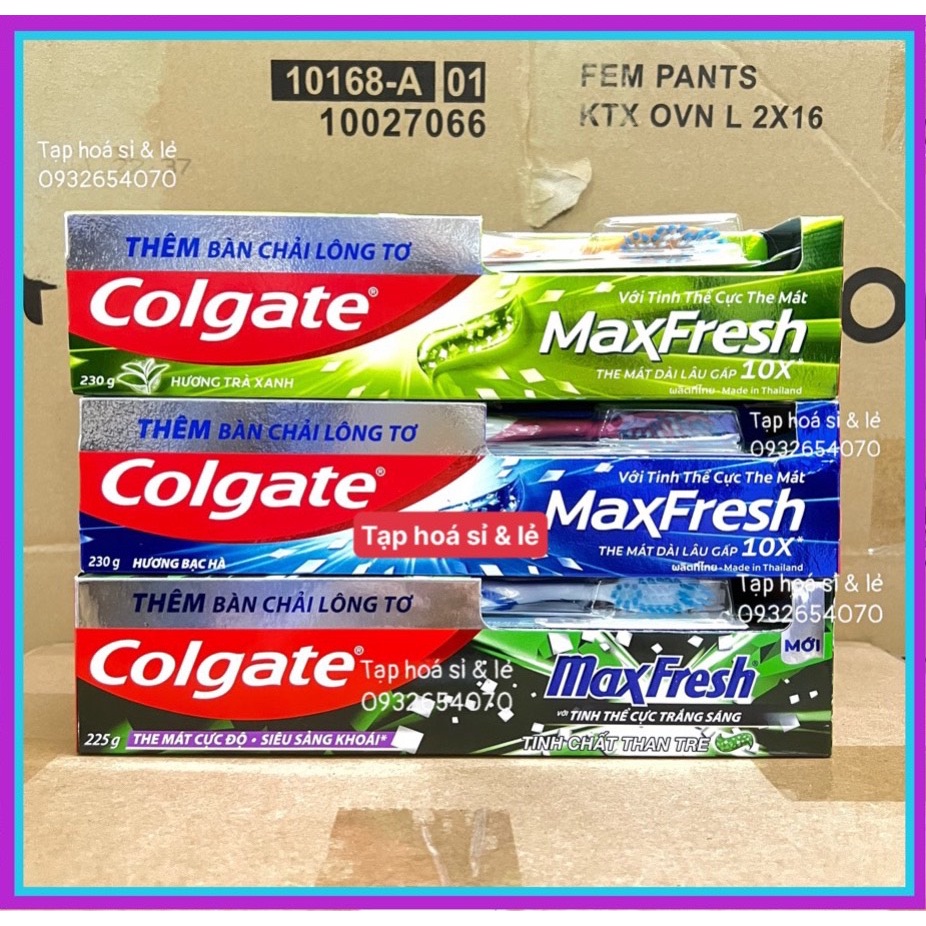 Kem đánh răng Colgate MaxFresh trà xanh 225g tặng bàn chải