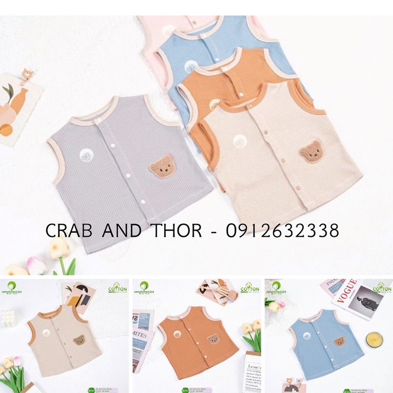 (ảnh thật) áo khoác gile aminaza cotton tăm 0-12M cho bé trai bé gái