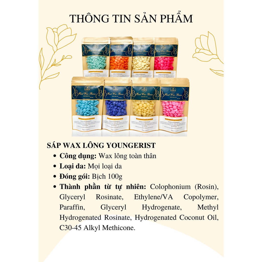 Mua COMBO SÁP WAX LÔNG & MỠ TRĂN YOUNGERIST hard wax beans sáp tẩy ...