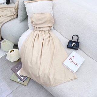 💚 ĐẦM MIDI NUDE ỐNG XẾP NGỰC