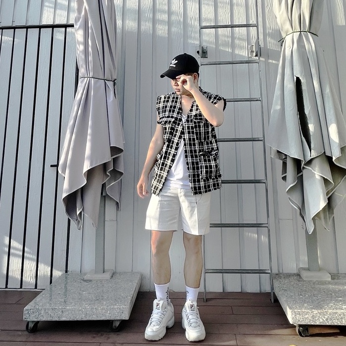 ÁO BLAZER GHILE TWEED HỌA TIẾT TRẮNG ĐEN