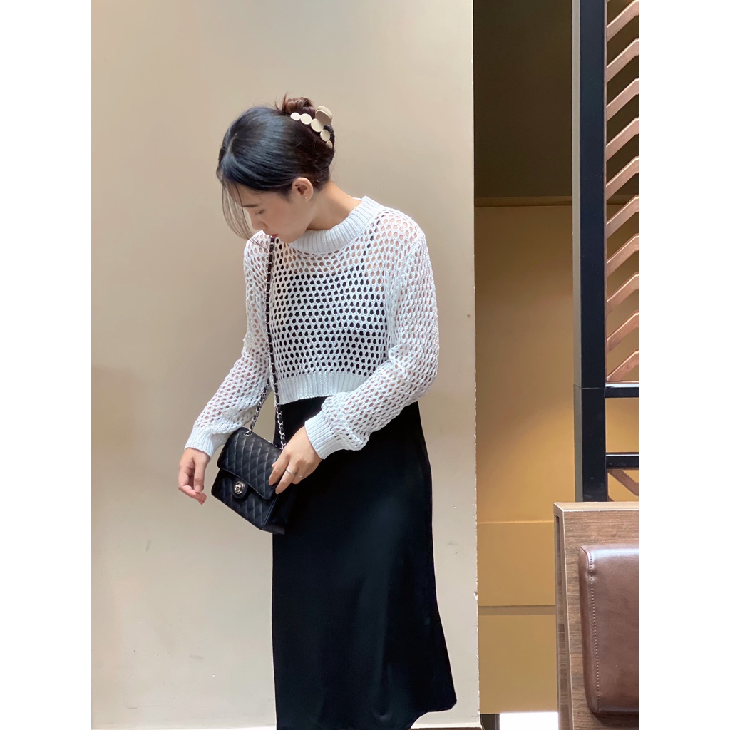 Set Váy (Đầm) suông hai dây &amp; Áo len khoác ngoài tay dài - Set áo tiện lợi, có thể mặc rời tuỳ thích