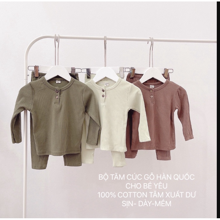 Bộ dài tay tăm cúc mềm dày cho bé