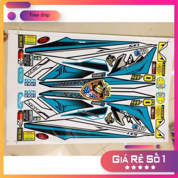 FREE SHIP + SALE SỐC +DECAL PVC 5 LỚP CHẤT LƯỢNG CAO Tem rời Exciter 2010 xanh đen