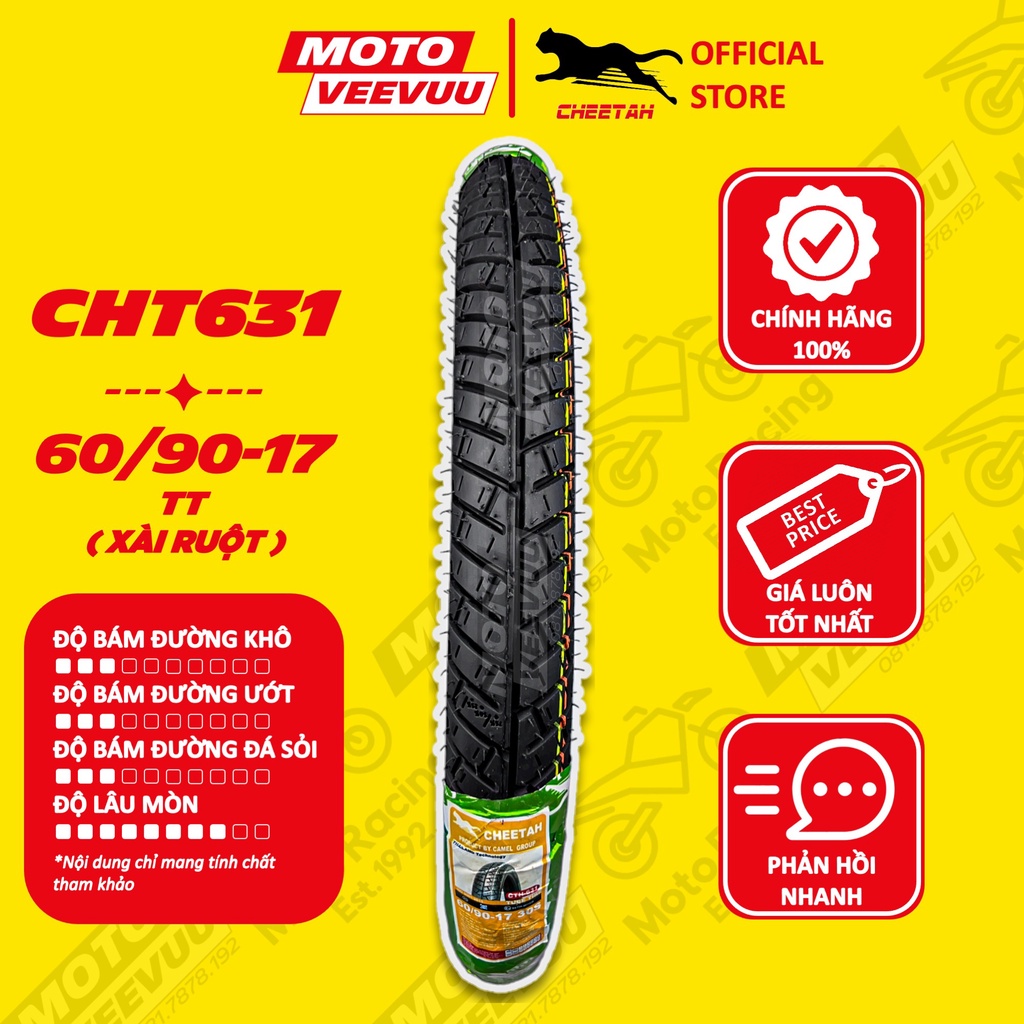 Vỏ lốp xe máy Cheetah gai Michelin City Pro Grip Pro 631 60 90-17 TT Lốp