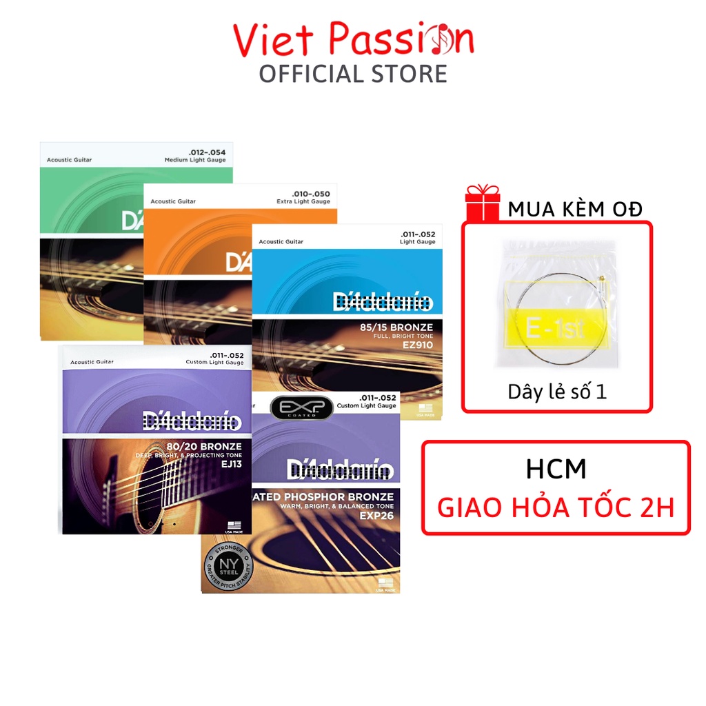 Dây đàn guitar acoustic D adario EXP26 EJ13 EZ910 cho ghita dây sắt chất lượng Viet Passion HCM