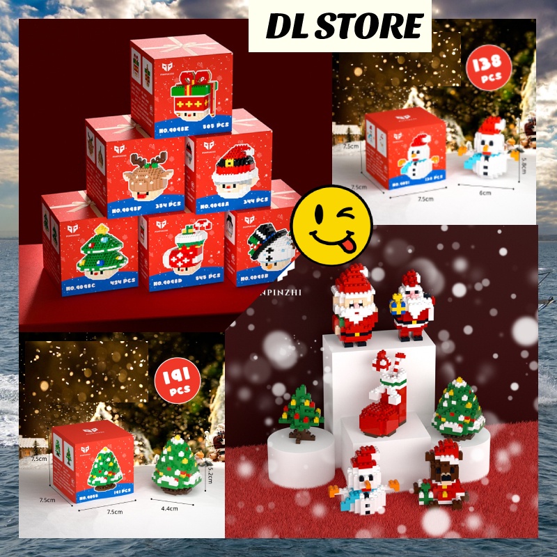 Mô hình lắp ráp Lắp Ráp noel dễ thương , Christmas Ông Già Noel / Cây Thông / Người Tuyết Dùng Làm Quà Tặng