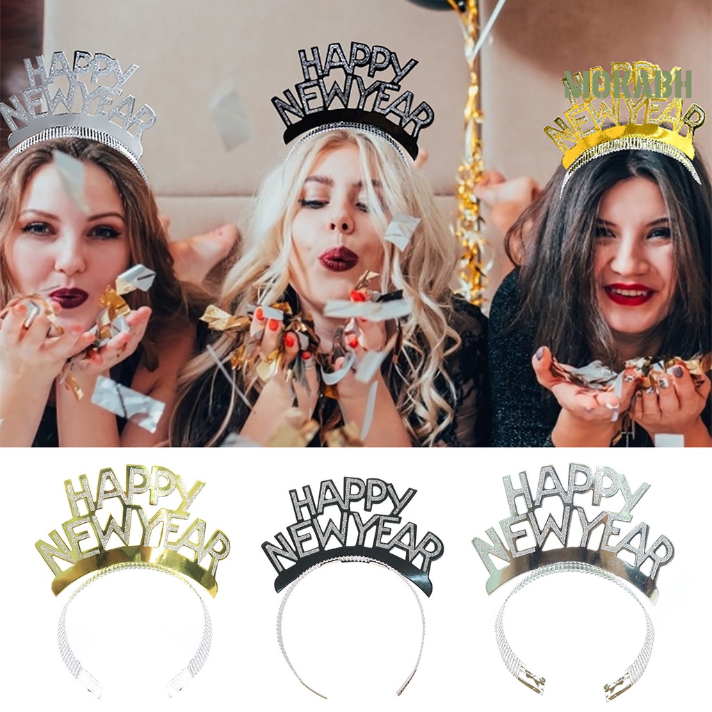 Băng Đô Cài Tóc Đính Chữ Lấp Lánh Chống Trượt Trang Trí Năm Mới