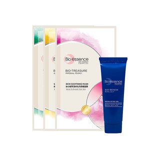 Combo Gel tẩy tế bào chết dưỡng da tươi trẻ Bio-Essence Bio-Renew tinh chất sữa ong chúa 10gr + Bộ 3 mặt nạ Bio-Essence