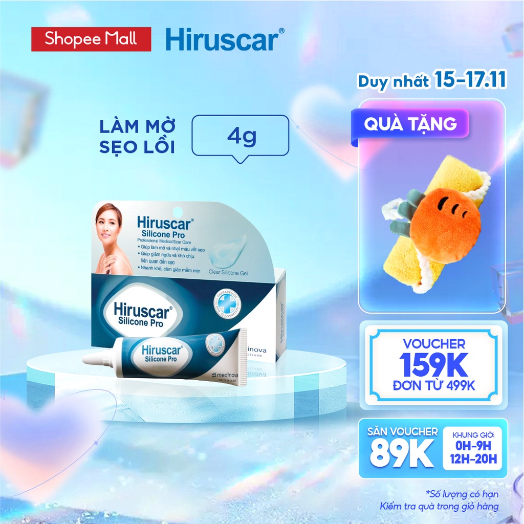 Gel xử lý sẹo mổ, to, lồi & phì đại Hiruscar Silicone Pro 4g