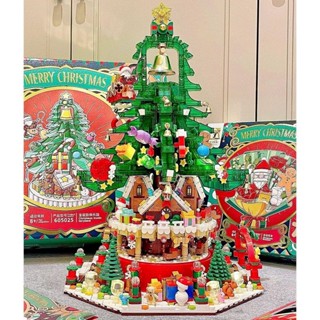   CÓ SẴN  Lắp ráp mô hình noel Christmas sembo 605025 cỡ lớn quà tặng giáng sinh cây thông có đèn hộp nhạc và đén led 