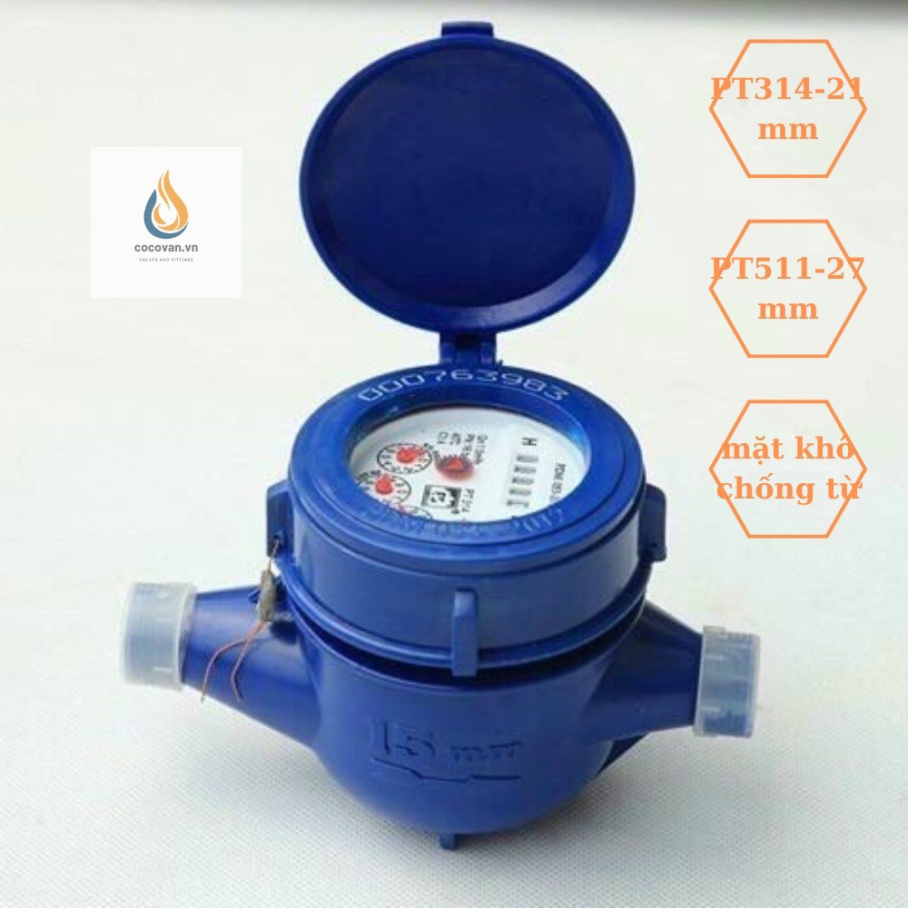 Đồng hồ đo nước Phú Thịnh PT 314 21mm, PT 511 27mm