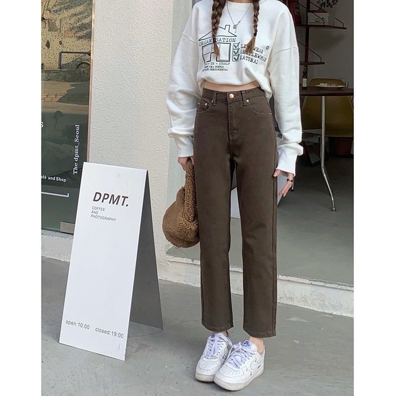 Quần Jeans Dài Mỏng Ống Suông Thời Trang Nữ Dạo Phố Cá Tính J1 48867