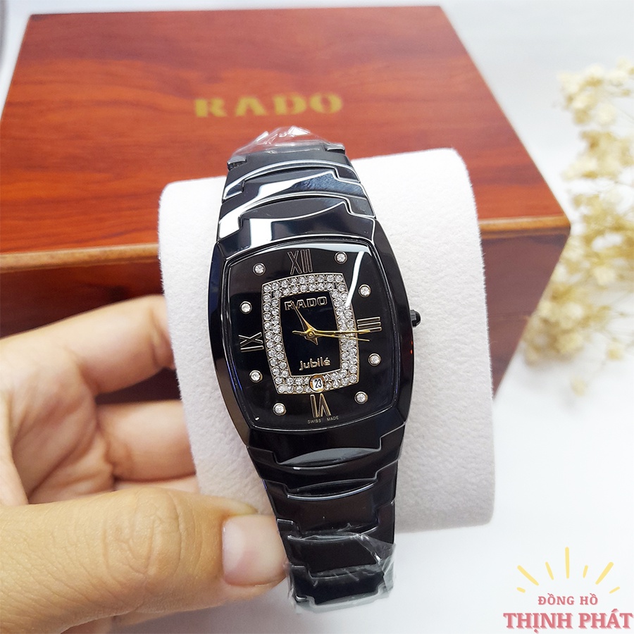 Đồng Hồ Nam R.AD0 JUBILE 8827G Case 30mm x 40mm - Mặt Vuông Dây Đá Ceramic Cao Cấp - Phong Cách Cổ Điển, Lịch Lãm