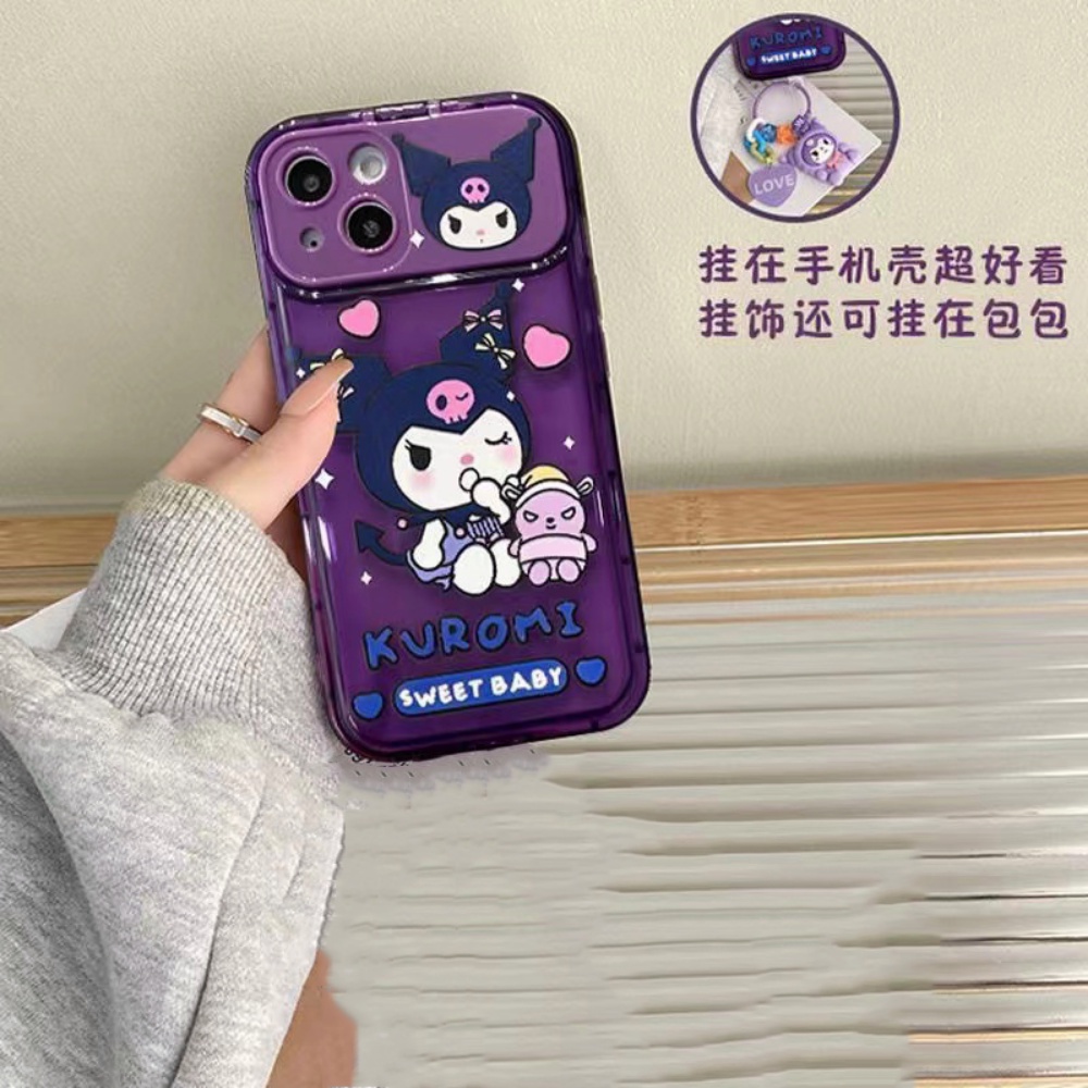 Ốp Điện Thoại TPU Mềm Mỏng Gắn Gương Trang Điểm Họa Tiết Kuromi 3D Cho IPhone 14 Pro Max 11 7Plus 13 12 11 Pro Max X XS XR