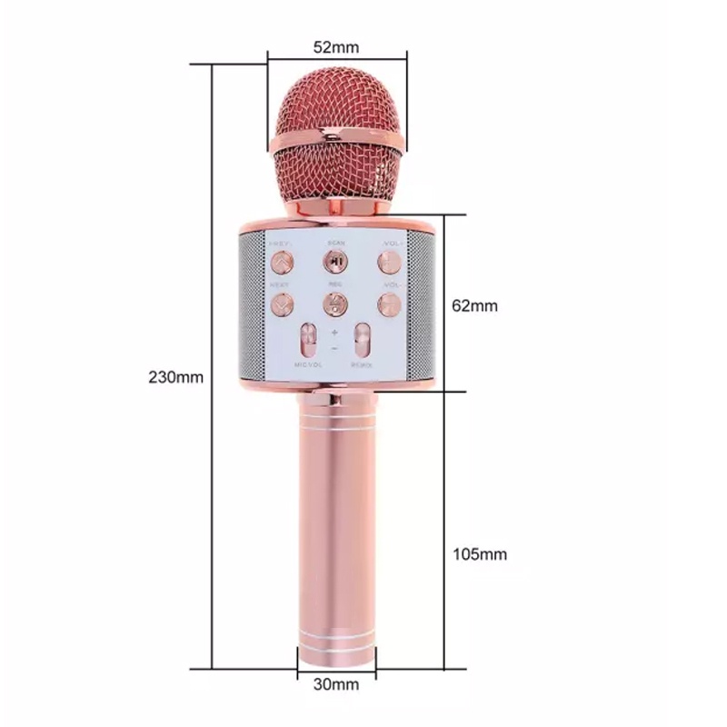 Micro Bluetooth Không Dây WS-858 Hát Karaoke Micro Bluetooth Không Dây Kèm Loa Mic Hát Karaoke Mini Hát Loa Chất