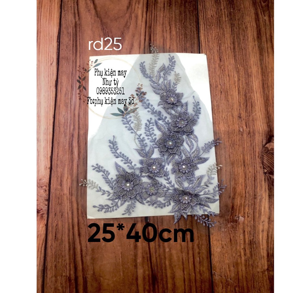 ren đắp hoa thêu trang trí 27cm