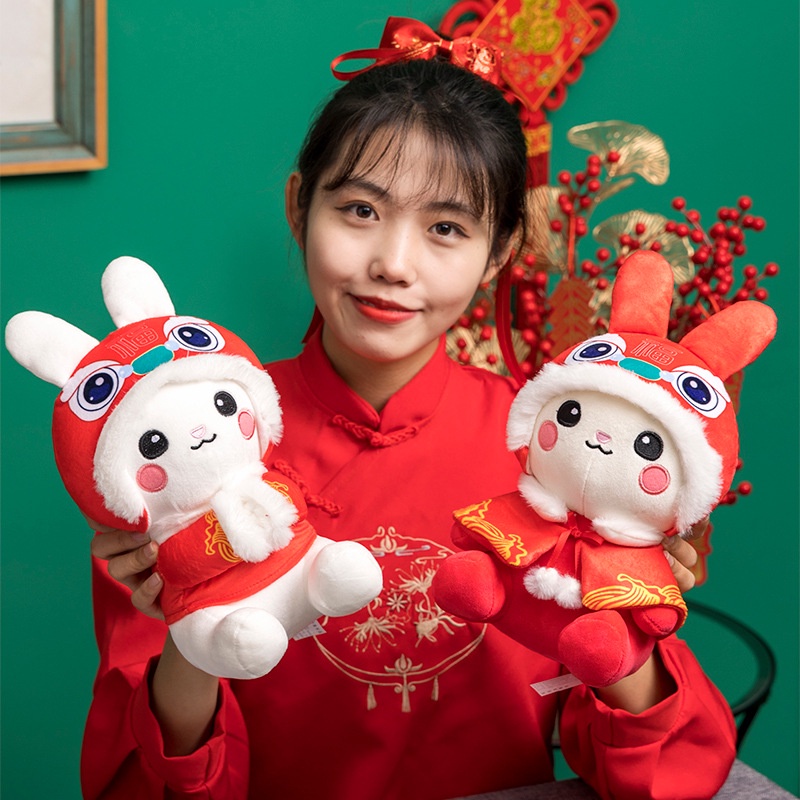 Thỏ Nhồi Bông May Mắn Mềm Mại Phong Cách Trung Hoa 2023