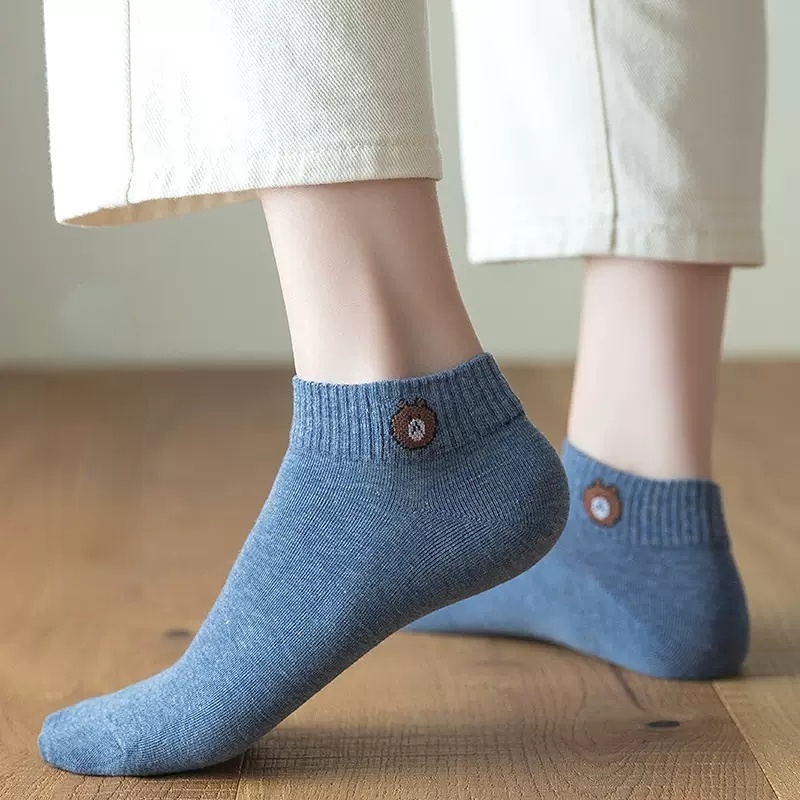 Set 10 Đôi Vớ Cotton Ngắn Họa Tiết Hoạt Hình Dễ Thương Cho Nữ