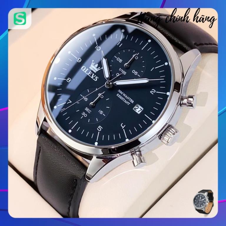 OLEVS 2880 Đồng hồ nam chính hãng Dây da có chức năng Lịch chống nước phát sáng Mặt số