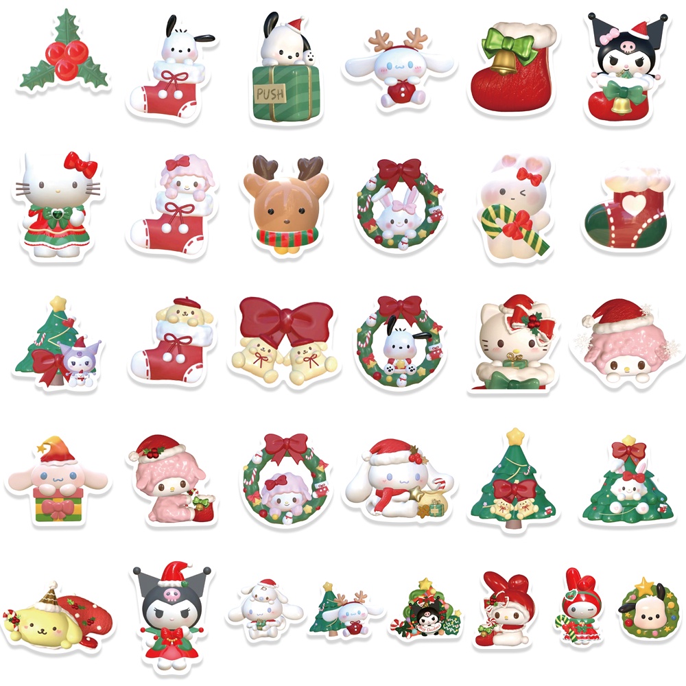 SANRIO Bộ 62 Miếng Dán PVC Hình Kuromi My Melody Hello Kitty Cinnamoroll Đáng Yêu Cho Bé