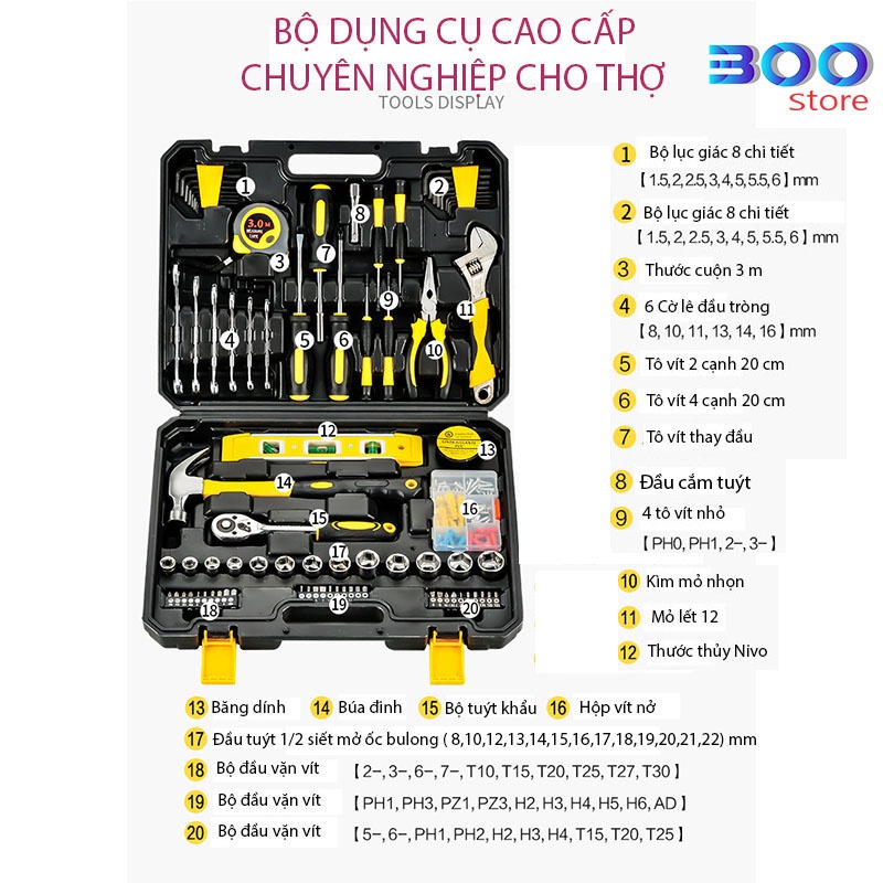 Bộ Dụng Cụ Sửa Chữa Đa Năng Cao Cấp Thương Hiệu JK, Dụng Cụ Sửa Chữa Điện Nước Gia Đình Full Chức Năng 32 Chi Tiết