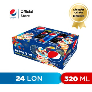 Thùng 24 Lon Nước Uống Có Gaz Pepsi Mix 3 vị 320ml Lon