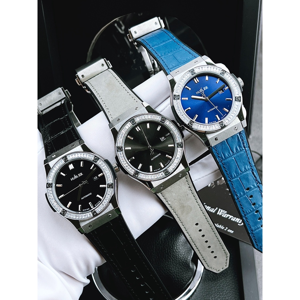 Đồng hồ KINGHUB nam cơ , màu blue , black , grey , size 42mm , đá ống