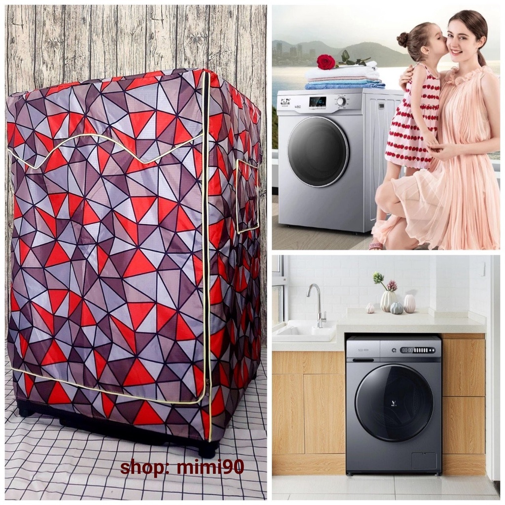 (Dành cho Dòng máy Samsung từ 8 - 21kg) Áo trùm máy giặt vải siêu dày, siêu bền dây - khóa kéo lớn, chống thấm nước