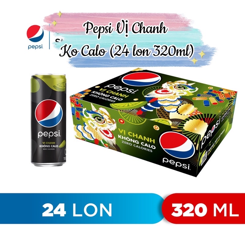 Nước Ngọt PEPSI VỊ CHANH KHÔNG CALO 320ml (Date mới nhất)