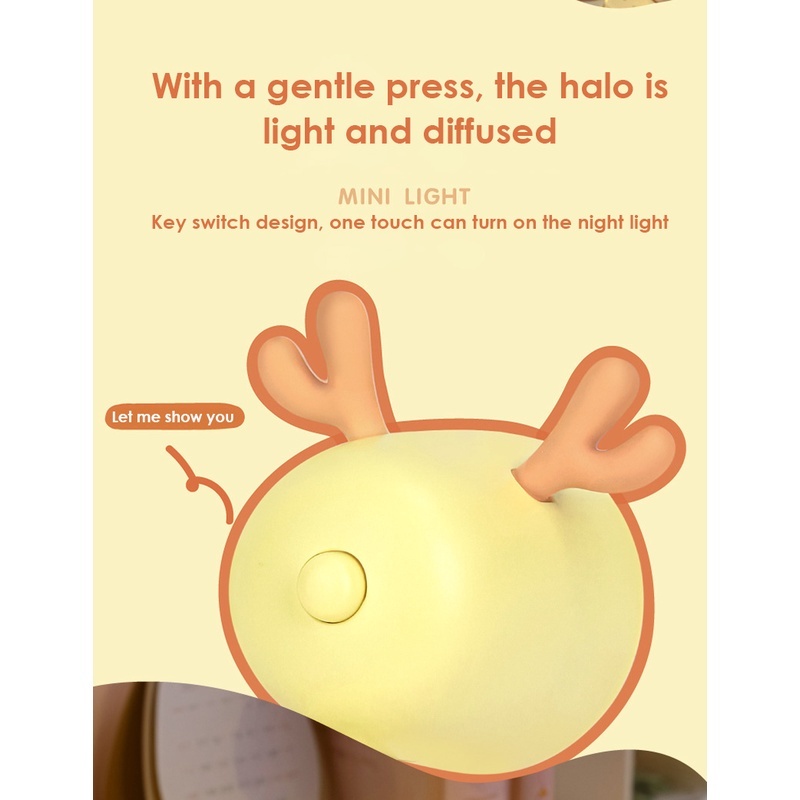 Đèn Ngủ LED 3D Mini Để Bàn Hình Hươu / Khủng Long Có Giá Đỡ Điện Thoại Di Động Trang Trí Nhà Cửa
