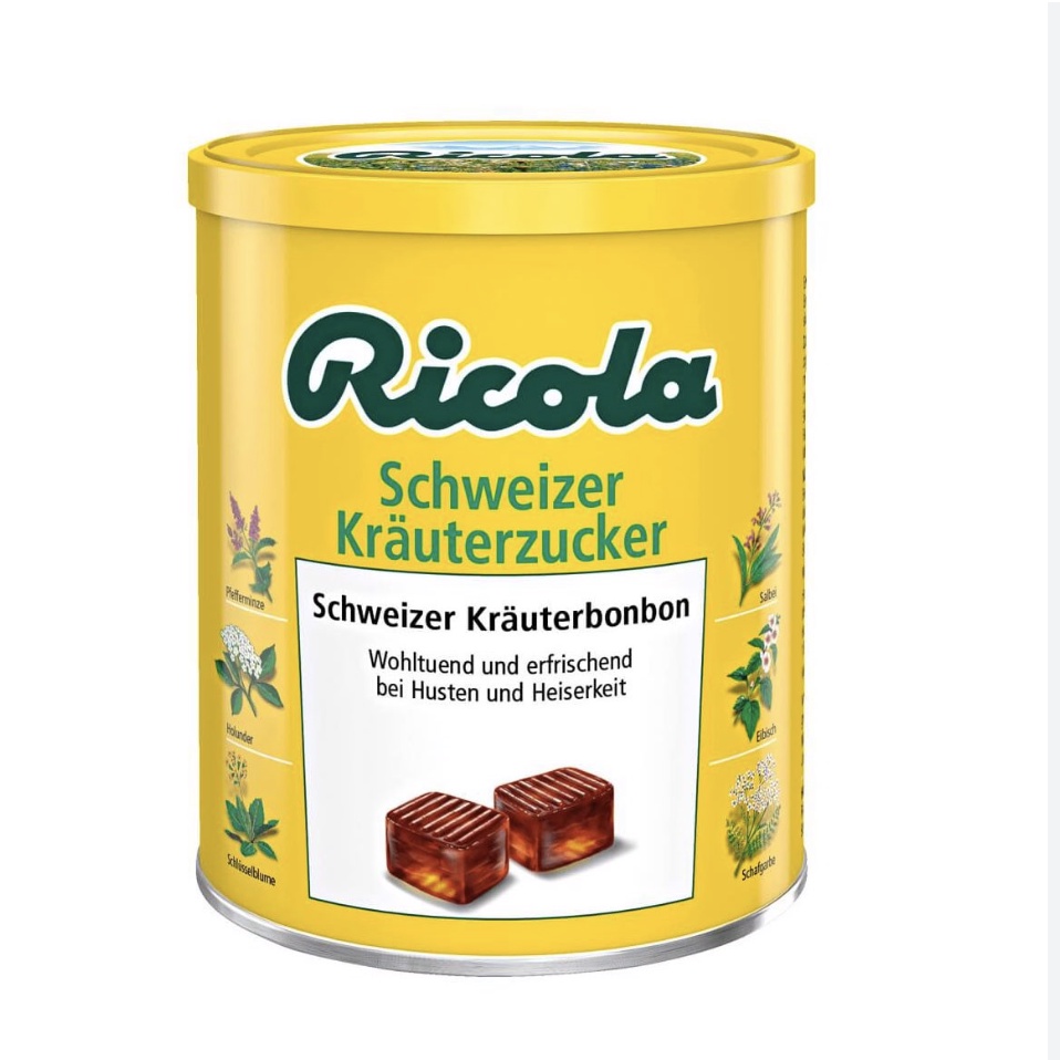 Kẹo ngậm thảo mộc Ricola giảm ho khàn giọng nhập khẩu Đức hộp 250gram