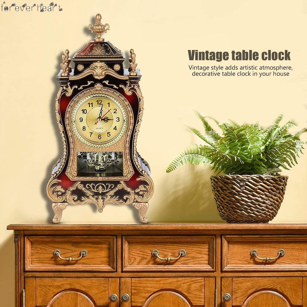 Đồng Hồ Để Bàn Phong Cách Vintage Châu Âu Sáng Bóng Phù Hợp Cho Trang Trí Phòng Khách / Phòng Ngủ