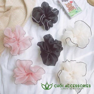 Buộc tóc nơ scrunchies voan viền đáng yêu- Y068