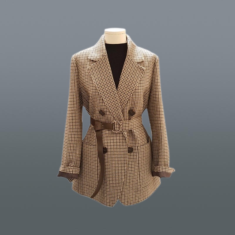 Áo Khoác Vest Len Kẻ Sọc Caro Phong Cách Hàn Quốc Thời Trang Xuân Thu 2022 Mới