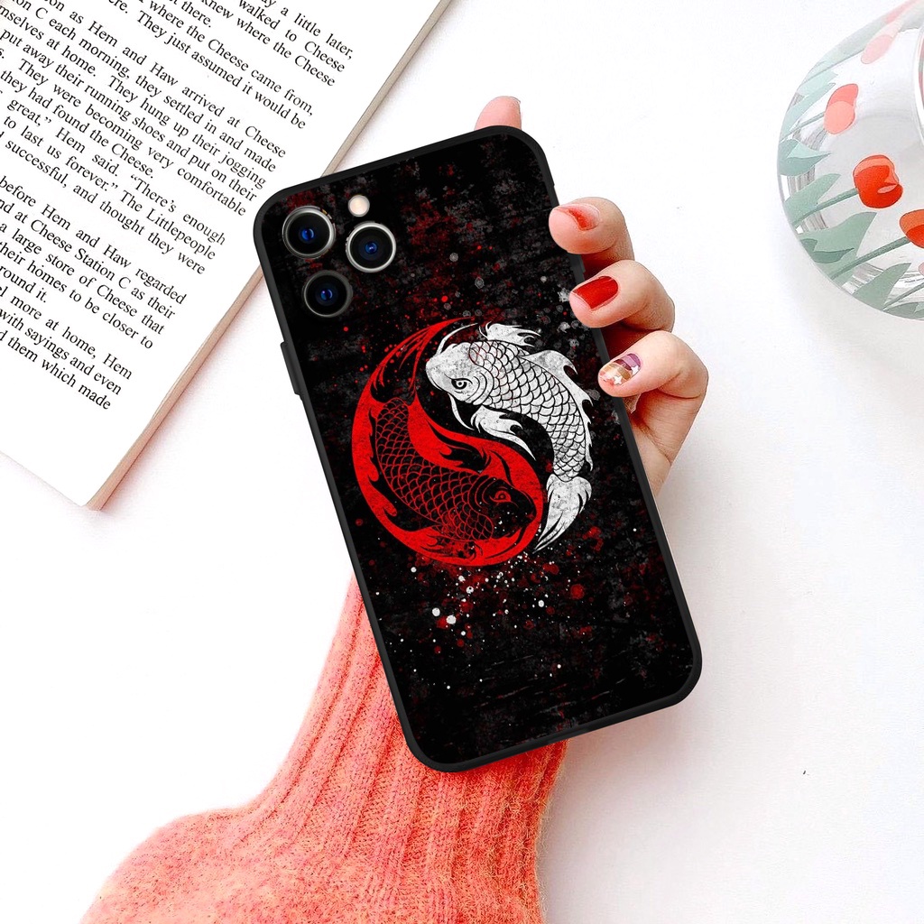 Ốp iphone cạnh vuông BVC Cá chép âm dương siêu đẹp cho 6/6splus/7/7plus/8/8plus/x/xr/xs/11/12/13/14/pro/max/plus/