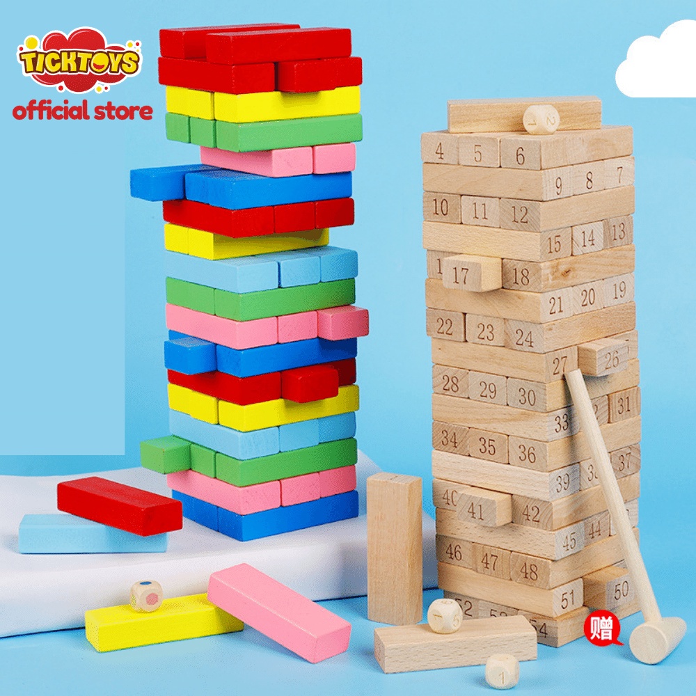 Bộ 50 Thanh Chơi Rút Gỗ Jenga Loại Lớn - tăng khả năng sáng tạo và tư duy logic trong bé