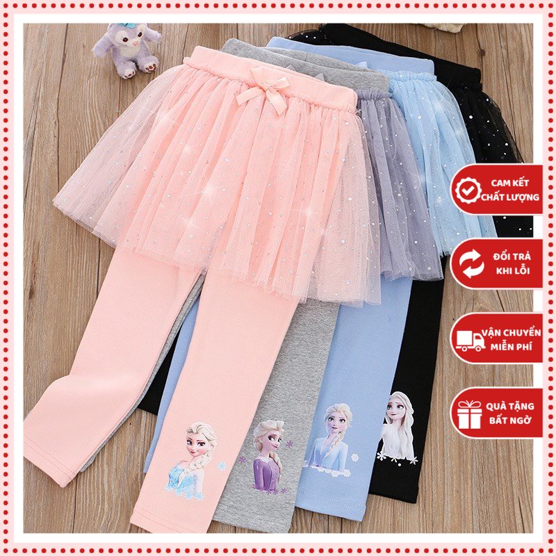 Quần legging liền váy elsa thu đông cho bé gái