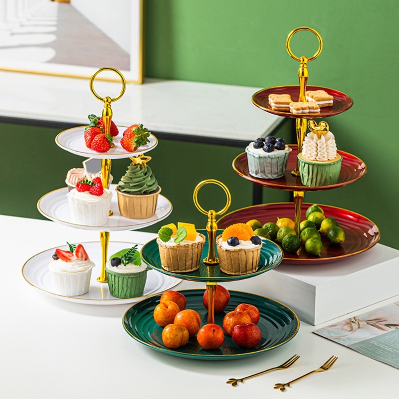 Giá Đỡ Trưng Bày Bánh Trái Cây / Bánh Cupcake / Món Tráng Miệng 3 Tầng Bằng Nhựa Dành Cho Tiệc Cưới