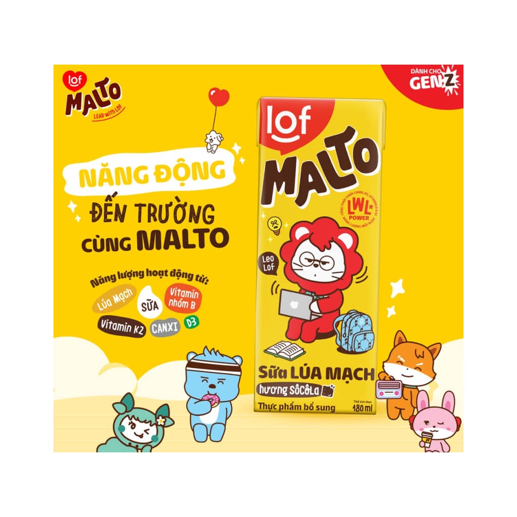 THÙNG 48 HỘP SỮA LOF MALTO SOCOLA LÚA MẠCH for TEEN