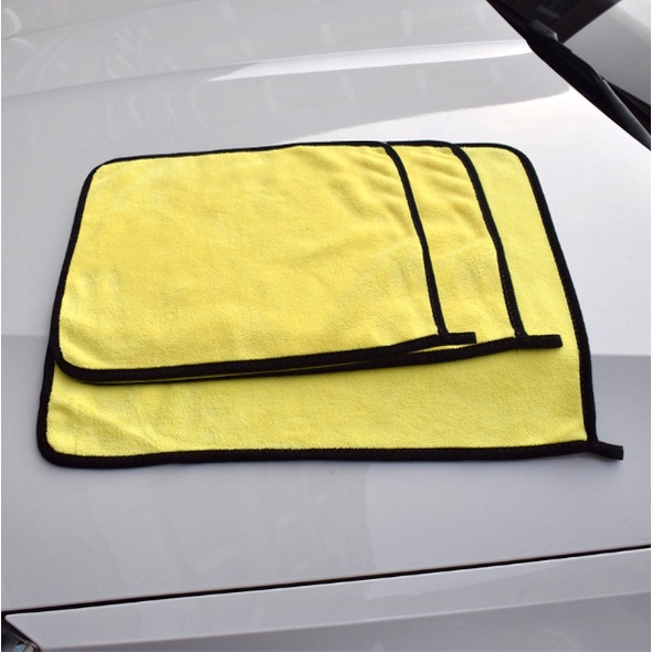 Khăn lau vi sợi lông cừu san hô hai mặt siêu dày thấm nước không đổ lông vệ sinh chuyên dụng cho xe hơi