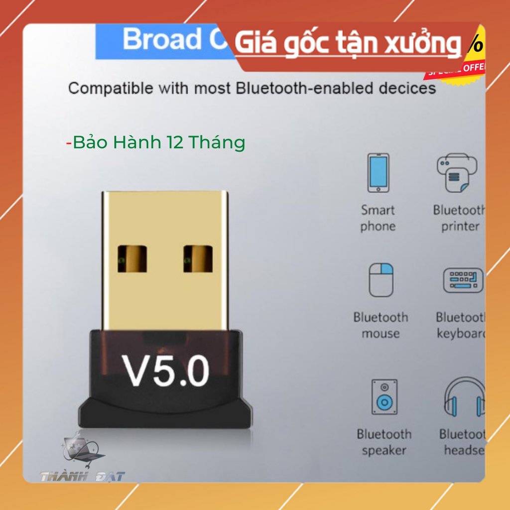 [V5.0] USB Bluetooth 5.0 cho PC -USB Bluetooth Máy tính kết nối 20m V5.0 [TIỆN DỤNG] (trungcuong1688)