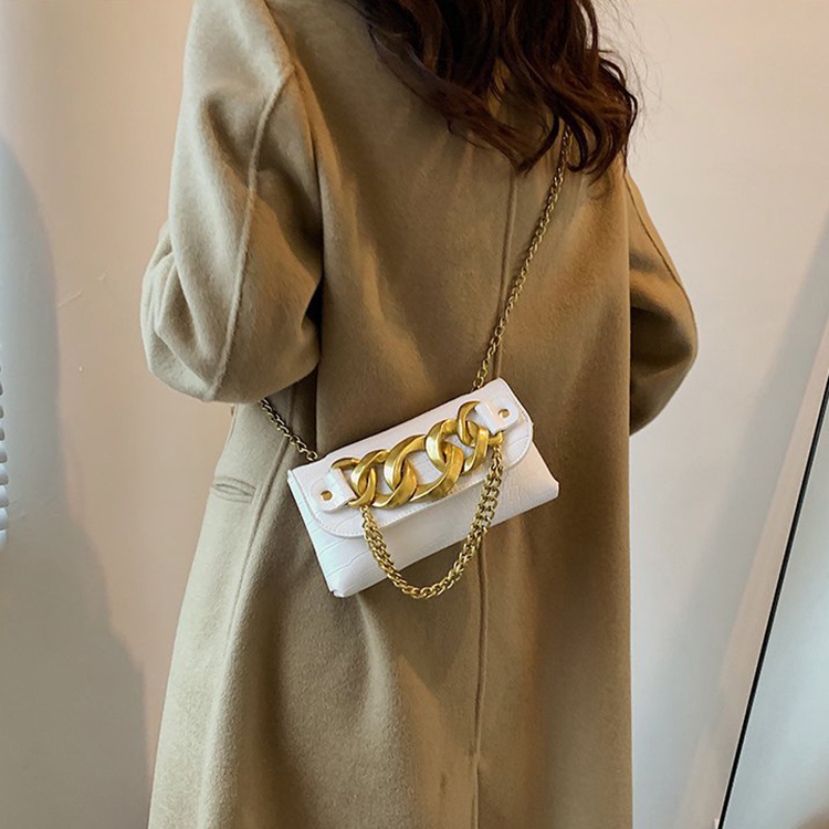 Túi Đeo Chéo mini Hình Vuông Vân Da Cá Sấu Phối Dây Xích Thời Trang Cho Nữ