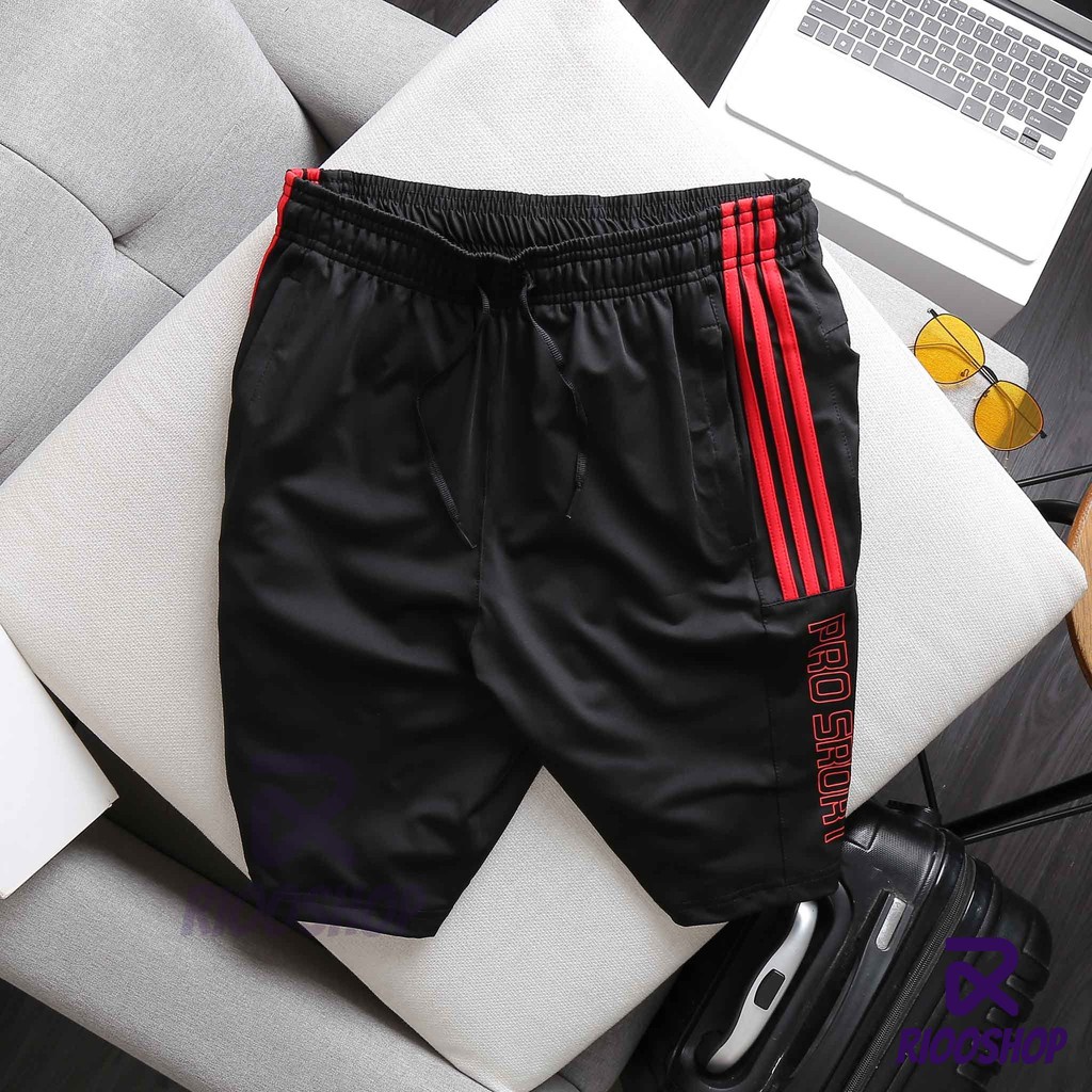 Quần thun nam thể thao thun lạnh 3 đường kẻ sport RPS065 - quần short thun nam Riooshop