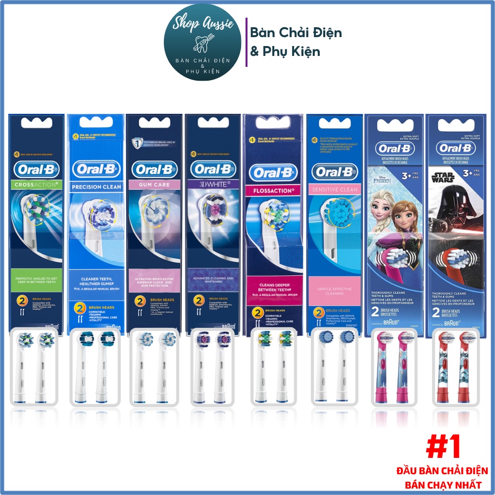 Vỉ 2 Đầu Bàn Chải Điện Oral-B Braun - Đủ loại đầu thay thế bàn chải Oral-B cho người lớn và trẻ em