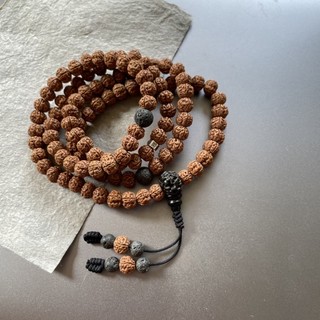 Chuỗi hạt Bồ đề kim cang 8li Nepal 108 hạt mix đá núi lửa Mani Gem