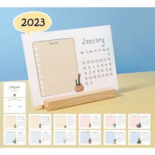 Lịch đế gỗ để bàn 2023 tối giản có kèm chỗ để note Calendar 2023