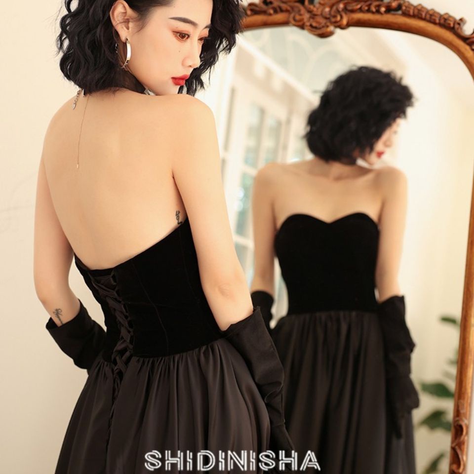 ⭐Hàng Có Sẵn Bán Chạy⭐Đầm Dạ Hội Dáng Dài Màu Đen Sang Trọng Thời Trang